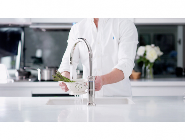 Glacier Water Systems Quooker Classic Fusion 3 in 1 round shaped boiling water tap in polished chrome finish
